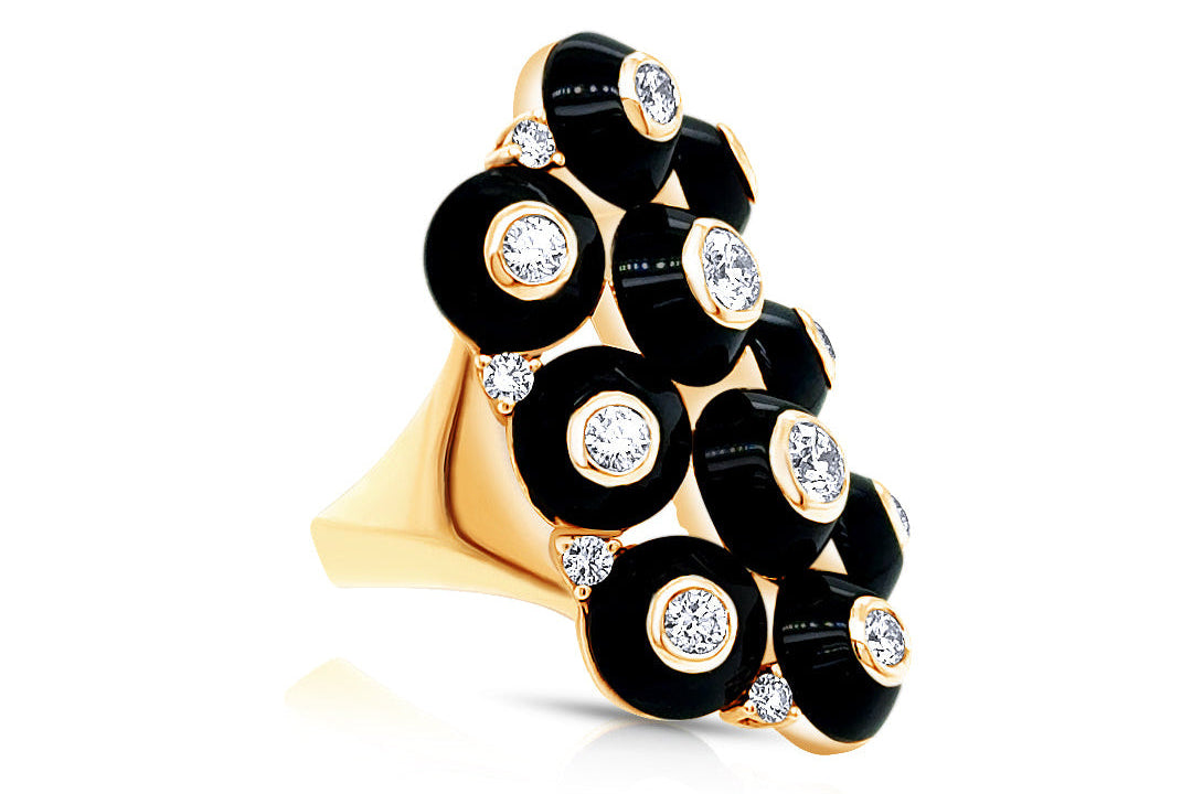 maria canale pyramide black onyx and diamond ring in 18k yellow gold
