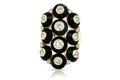 maria canale pyramide black onyx and diamond ring in 18k yellow gold