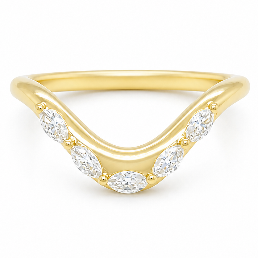 14k yellow gold ring with marquise-cut diamond by Diamond Tales