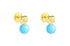 18k gold mini heart stud earrings with a small diamond drop
