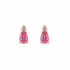 14k gold mini stud earrings with pear-shape pink sapphires and diamond accents