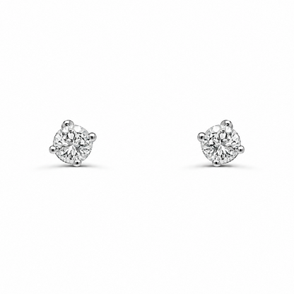 14k white gold mini stud earrings with two round diamonds
