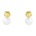 18k gold mini flower stud earrings with pearls and center diamonds by Diamond Tales