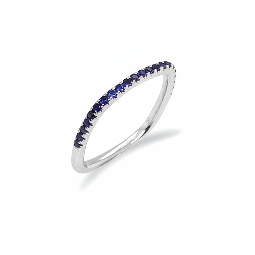 18k white gold half band ring with sapphire round gemstones by Diamond Tales