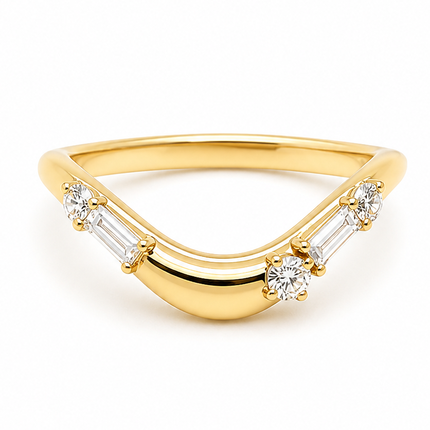 14k yellow gold ring with mixed-cut diamonds by Diamond Tales