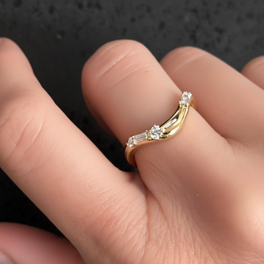 14k yellow gold ring with mixed-cut diamonds by Diamond Tales