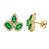 14k yellow gold earrings with mixed cut emeralds and diamonds