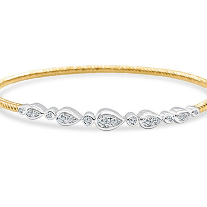 mixed gold diamond bangle bracelet in 14k gold with diamond accents