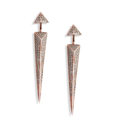 14k gold modern earrings with round brilliant diamonds by Diamond Tales