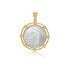 14k yellow gold medal pendant with mother of pearl and 0.14 ct diamonds