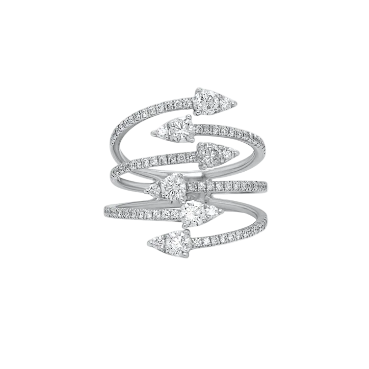 18k gold multiband ring with round brilliant diamonds by Diamond Tales
