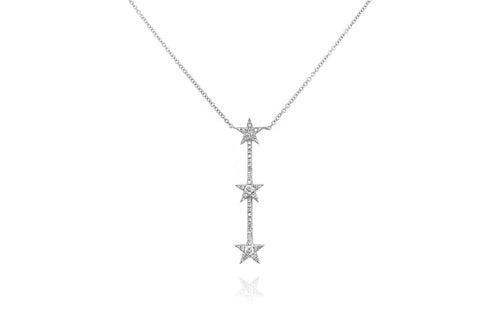 Necklace 14kt Gold & 3 Inline Stars with Diamonds - Diamond Tales Fine Jewelry