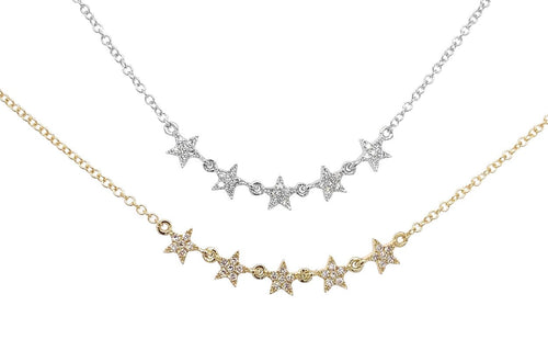 Necklace 14kt Gold 5 Stars & Diamond - Diamond Tales Fine Jewelry