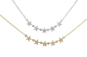 Necklace 14kt Gold 5 Stars & Diamond - Diamond Tales Fine Jewelry