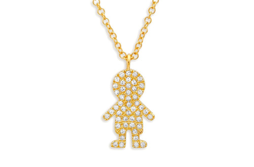 Necklace 14kt Gold Boy with Diamonds - Diamond Tales Fine Jewelry