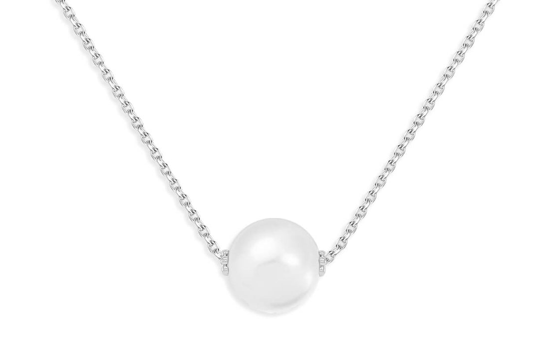 Necklace 14kt Gold Floating South Sea Pearl &amp; Chain - Diamond Tales Fine Jewelry
