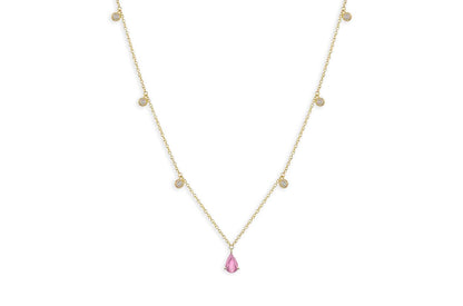 Necklace 14kt Gold Pear Shape Gemstones &amp; Diamonds - Diamond Tales Fine Jewelry