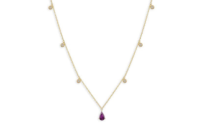 Necklace 14kt Gold Pear Shape Gemstones &amp; Diamonds - Diamond Tales Fine Jewelry