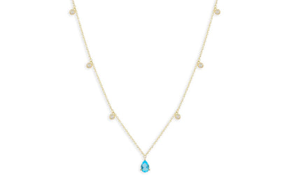 Necklace 14kt Gold Pear Shape Gemstones &amp; Diamonds - Diamond Tales Fine Jewelry