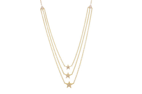 Necklace 14kt Gold Royal Stars with Diamonds - Diamond Tales Fine Jewelry