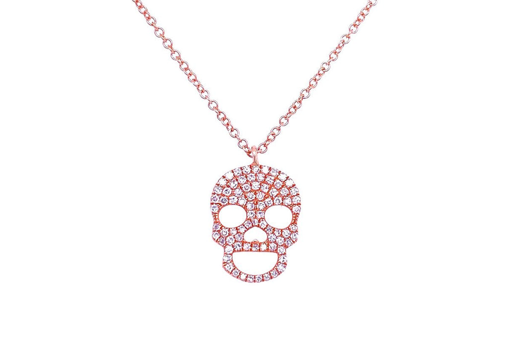 Necklace 14kt Gold Skull with Diamonds - Diamond Tales Fine Jewelry