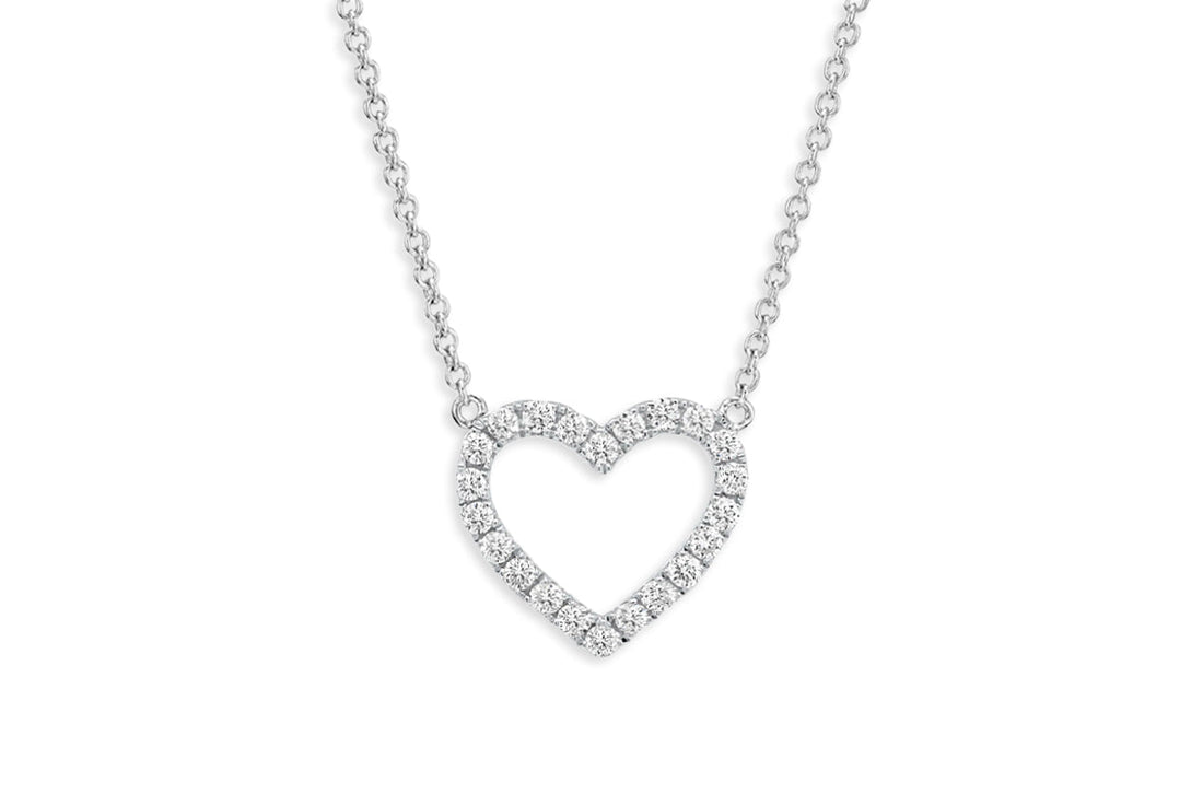 Necklace 18kt Gold Open Heart with Diamonds - Diamond Tales Fine Jewelry