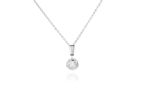 Necklace 18kt Gold Round & Baguette Diamonds - Diamond Tales Fine Jewelry