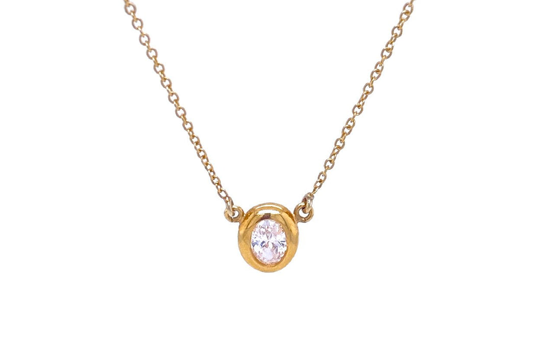 Necklace 18kt Yellow Gold & Oval Diamond - Diamond Tales Fine Jewelry