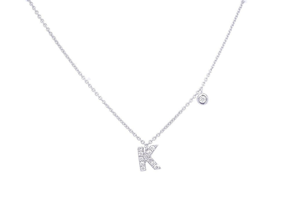 Necklace Initial Letter K White Gold with Diamond - Diamond Tales Fine Jewelry