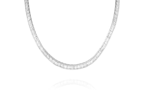 Necklace Rivière Baguette Diamonds Platinum - Diamond Tales Fine Jewelry