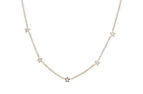 Necklace Social Distance 5 Stars Gold & Diamond - Diamond Tales Fine Jewelry