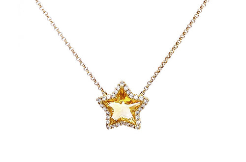 Necklace Star 18kt Yellow Gold Citrine & Diamonds - Diamond Tales Fine Jewelry