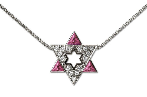 Necklace Star White Gold Pink Sapphires & Diamond - Diamond Tales Fine Jewelry