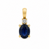 14k yellow gold necklace with 0.75 ct oval blue sapphire and diamond