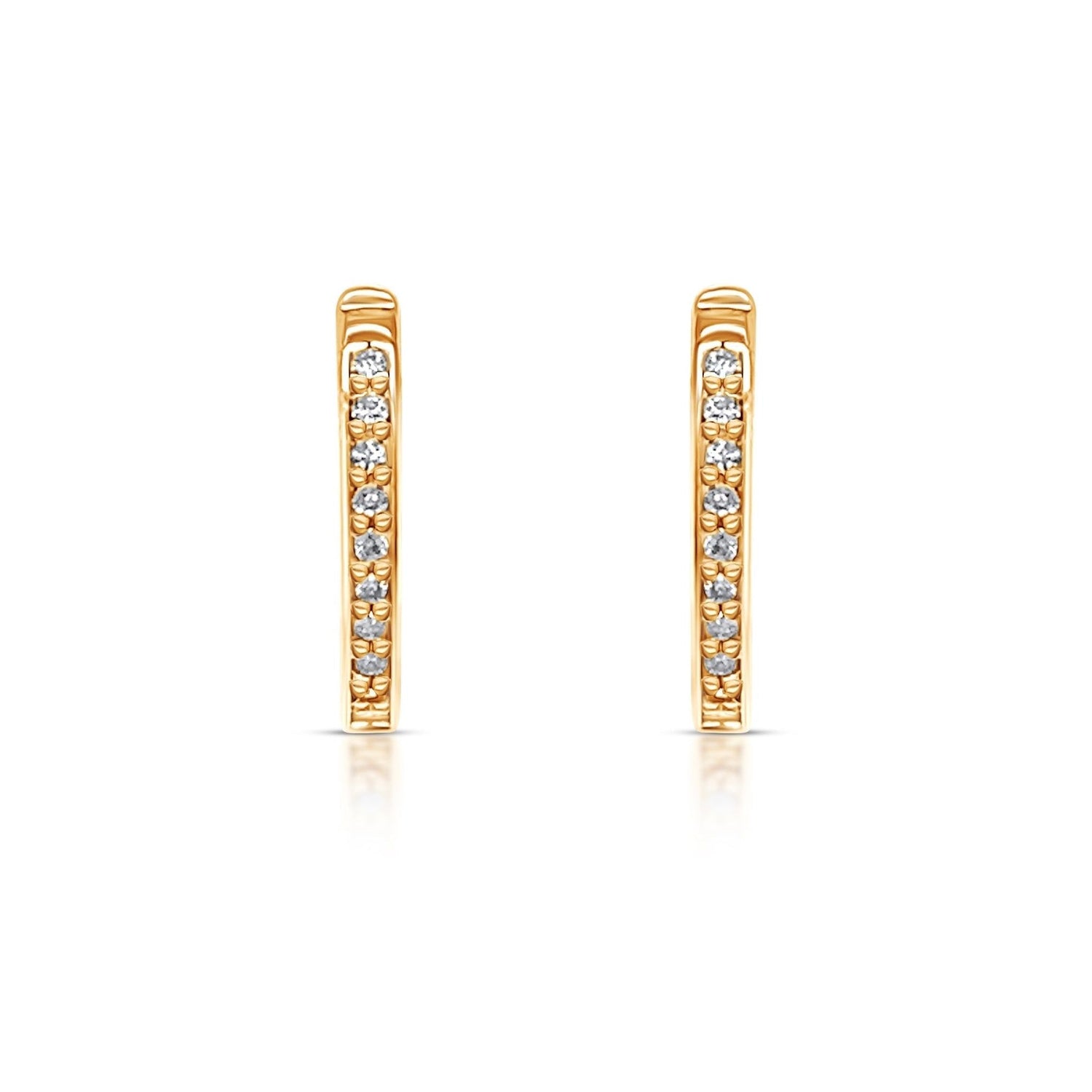 14k yellow gold oval diamond hoop earrings by Diamond Tales