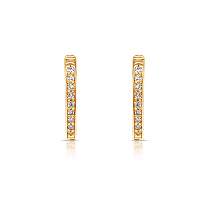 14k yellow gold oval diamond hoop earrings by Diamond Tales