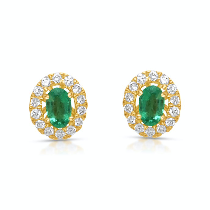 Oval gemstone earrings with removable diamond jackets in 18k gold – Diamond Tales