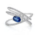 oval sapphire and diamond criss cross ring in 14k gold