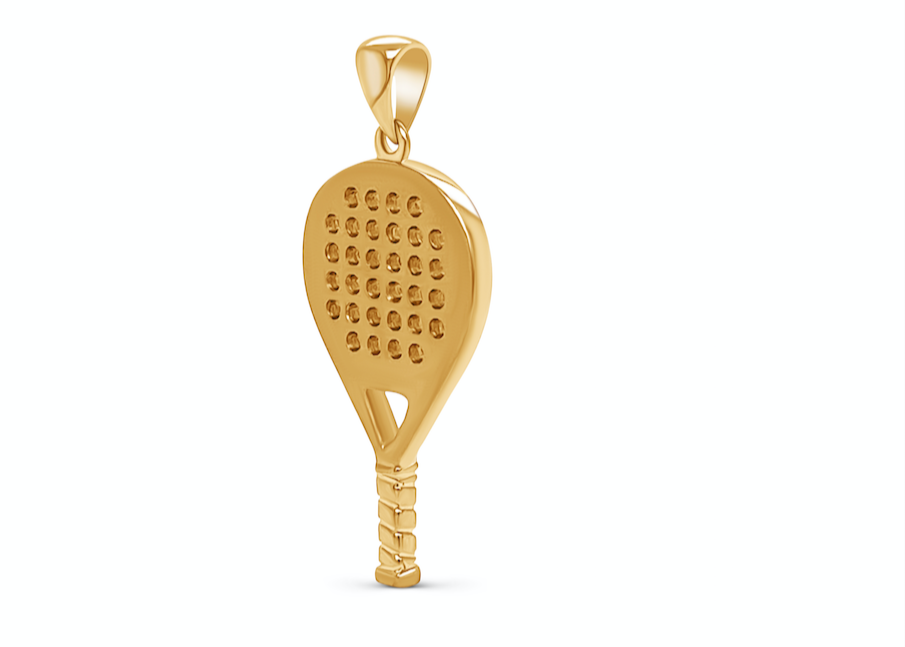 18k gold padel racket pendant

