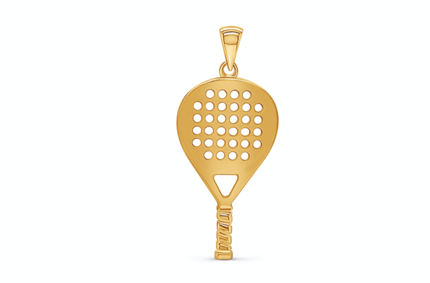18k gold padel racket pendant