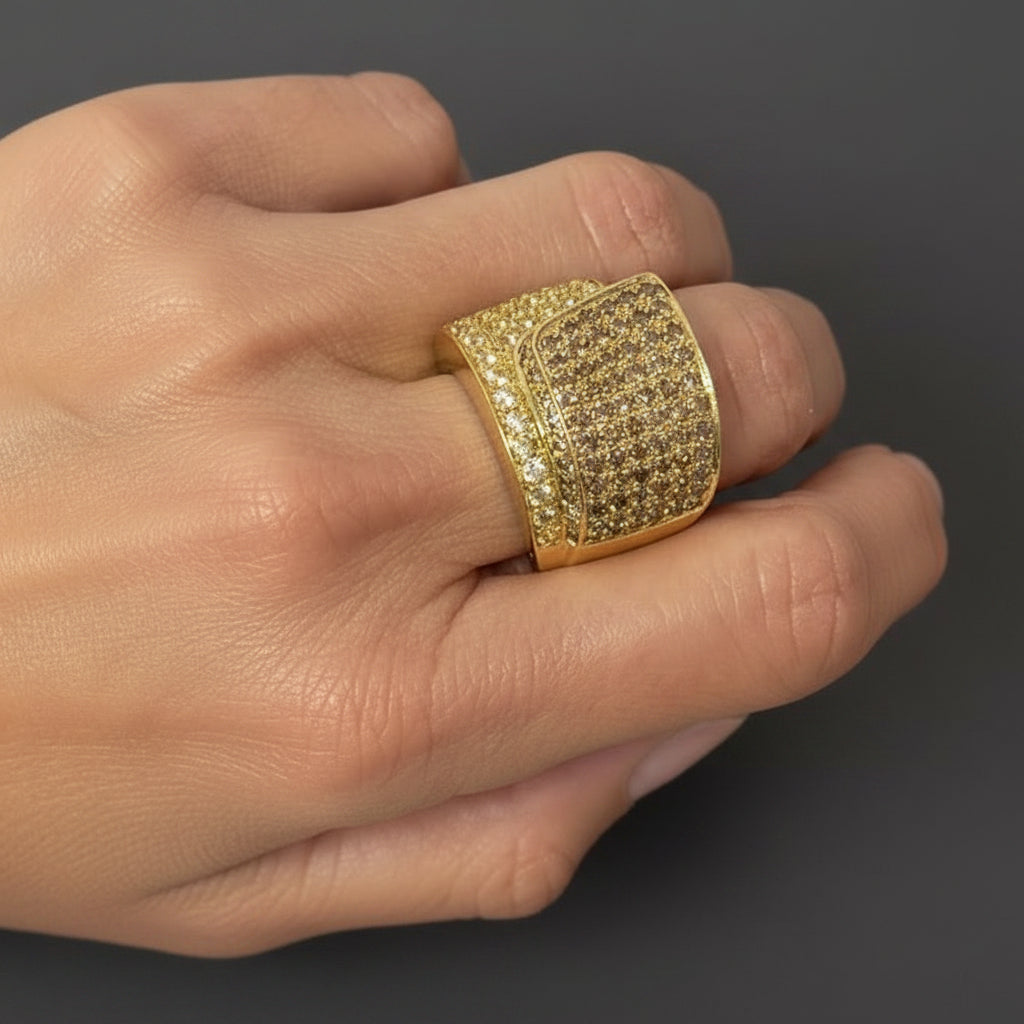 paolo piovan diamond ring 18k yellow gold estate jewelry