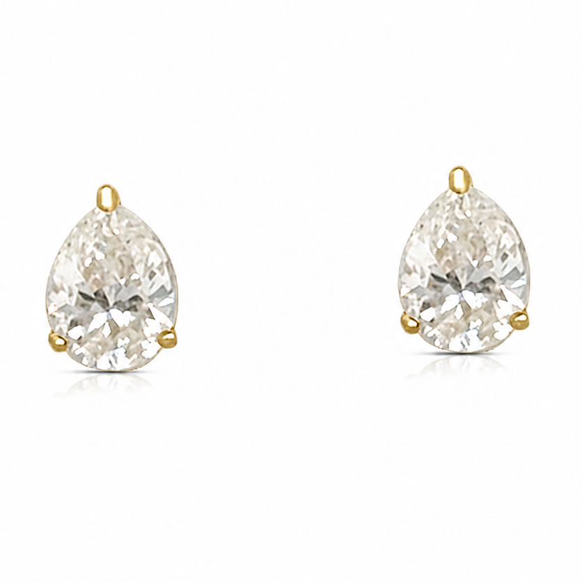 18k gold pear-shaped diamond stud earrings by Diamond Tales