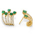 18k yellow gold lobe studs with five pear emeralds and diamonds per ear