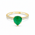 18k yellow gold pear emerald ring with round brilliant diamonds by Diamond Tales