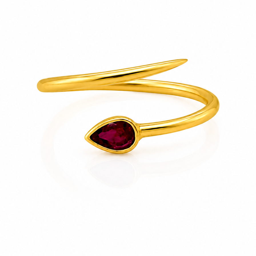 14k yellow gold ring with 0.26 ct natural pear shape ruby