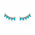 Pear turquoise and diamond crawler earrings in 14k yellow gold