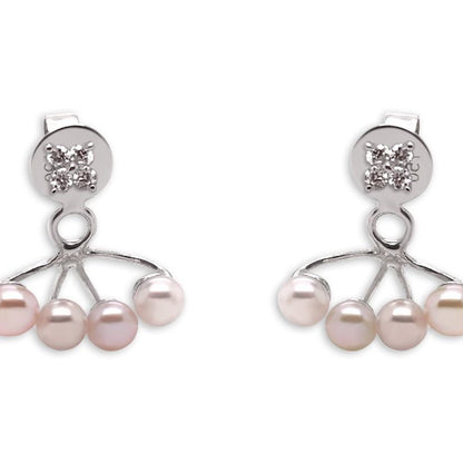 18k gold pearl and diamond jacket earrings by Diamond Tales