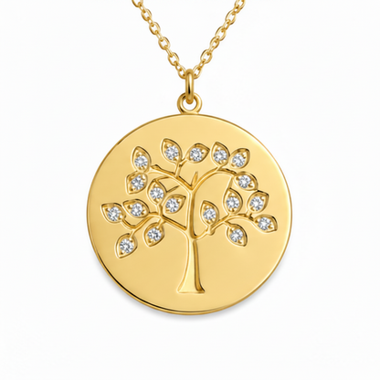 Pendant 14k Yellow Gold Tree of Life &amp; Diamonds
