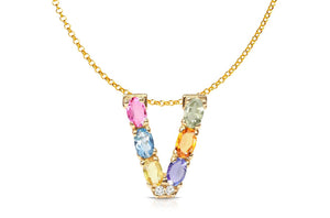 Pendant Letter V Initial 18kt Gold - Diamond Tales Fine Jewelry