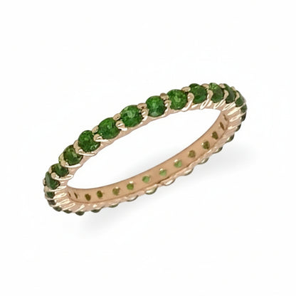 14k gold petite eternity band with alternating gemstones